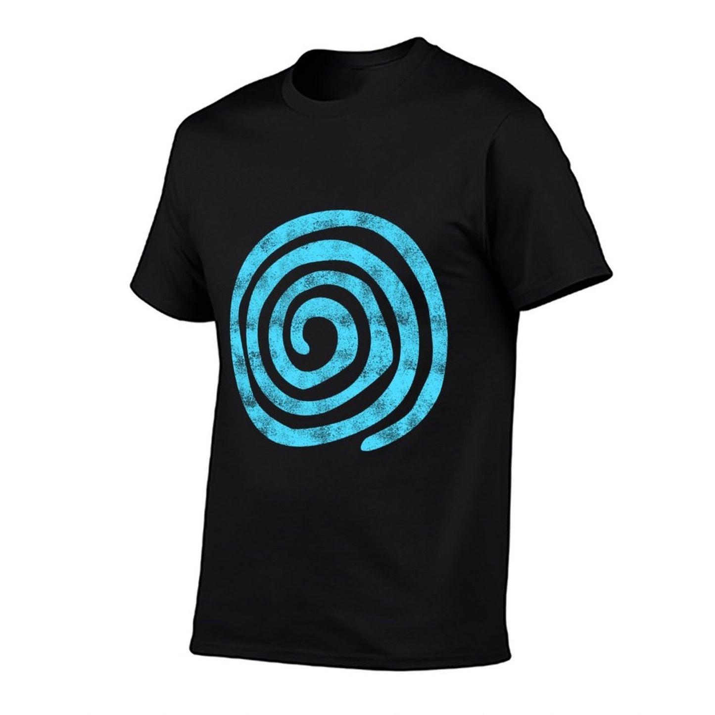 Distressed Abstract Blue Spiral Swirl Pattern  Breathable T-Shirt