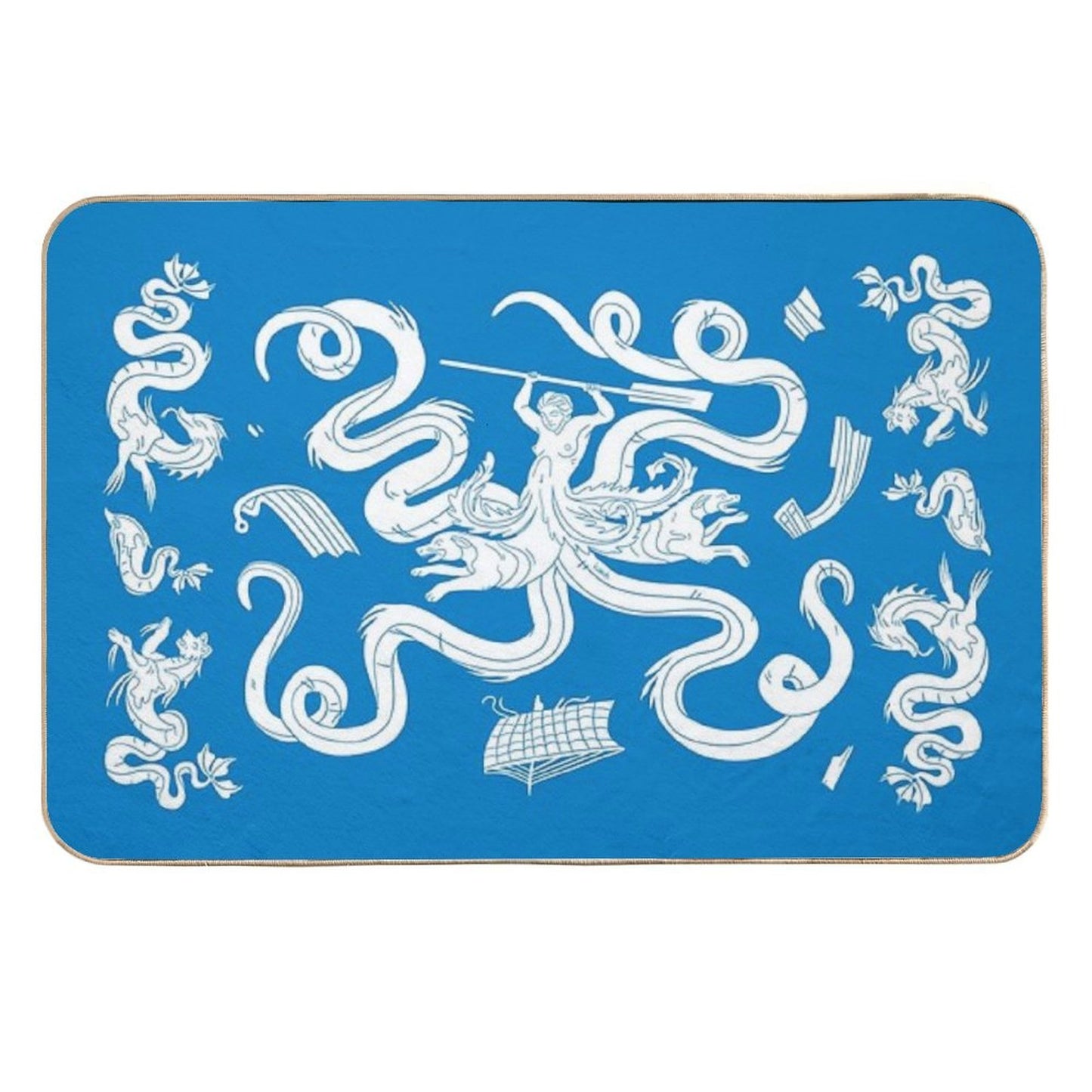 Scylla Mosaic - Blue  Odorless Bath Mat