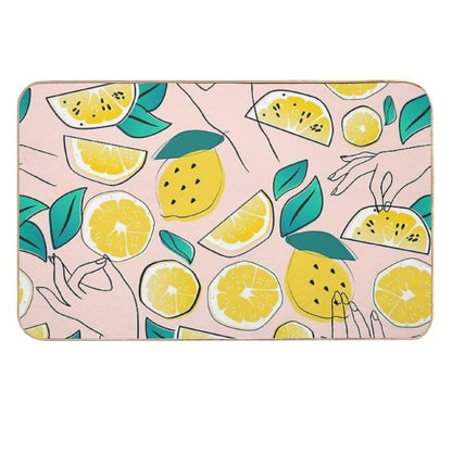 In Lemons We Trust #pattern #illustration  Fade-Resistant Bath Mat