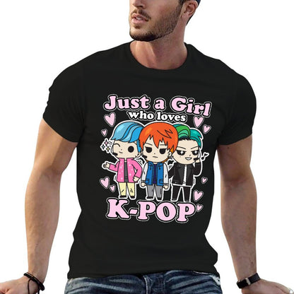K-Pop Just A Girl Who Loves K-Pop Korean Pop Band  Oversized Silhouette T-Shirt