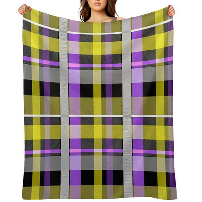 Nonbinary Flag Check Machine-washable Throw Blanket