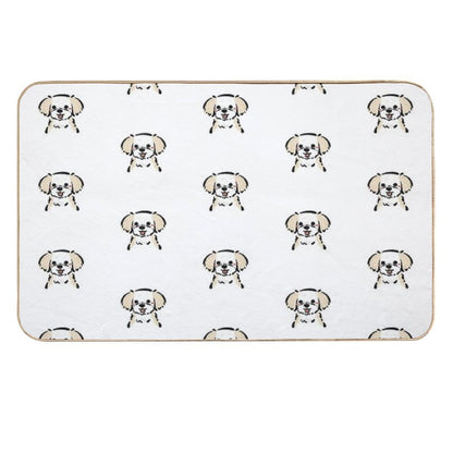 Cute Fluffy Dog Hand-Drawn Kawaii Dog Illustration in Pastel Style  Dirt-Trapping Bath Mat