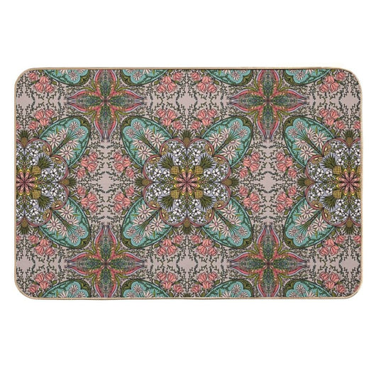 Boho Rose Pineapple Medallion  Dirt-Trapping Bath Mat