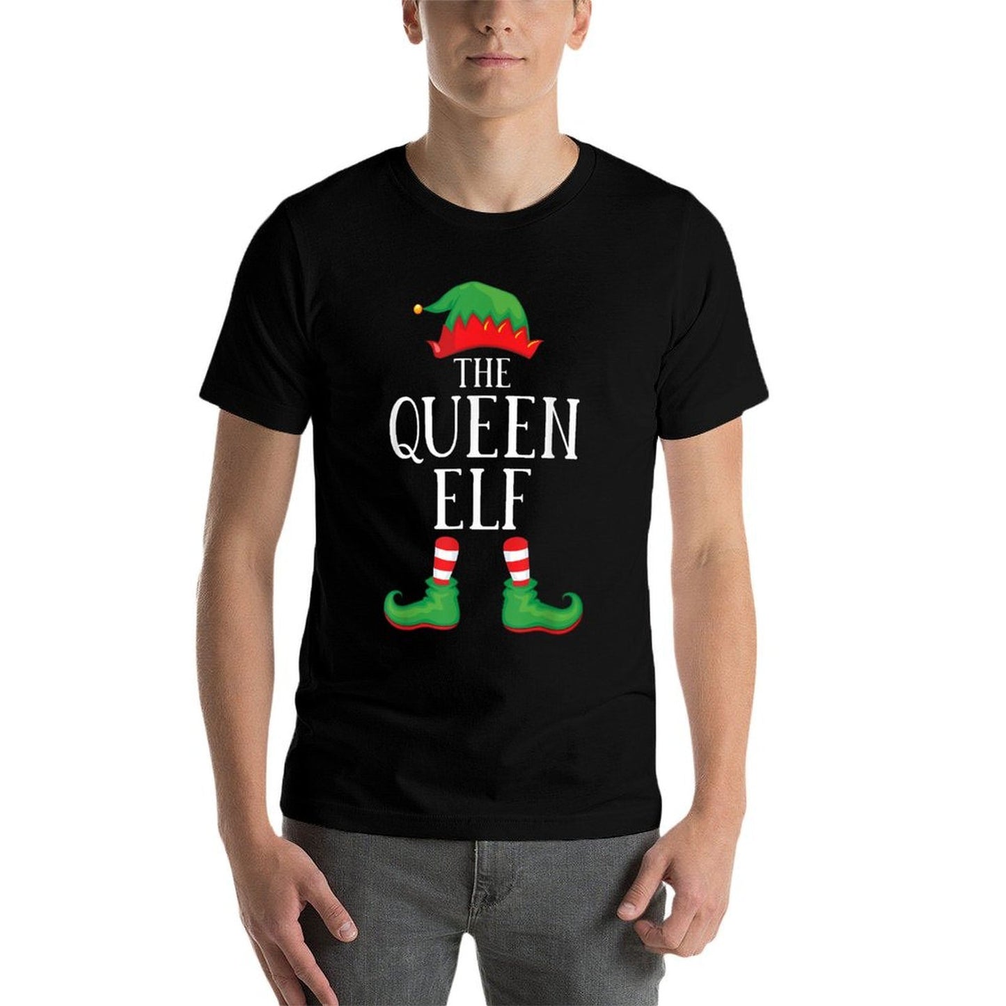 Queen Elf Matching Group Xmas Funny Family Christmas  Ribbed Collar T-Shirt