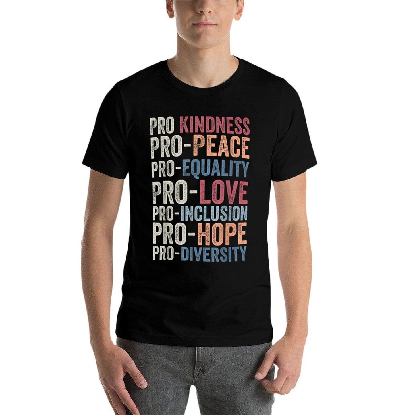 Pro Kindness Pro Peace Equality Love Diversity Human Rights  Oversized Silhouette T-Shirt