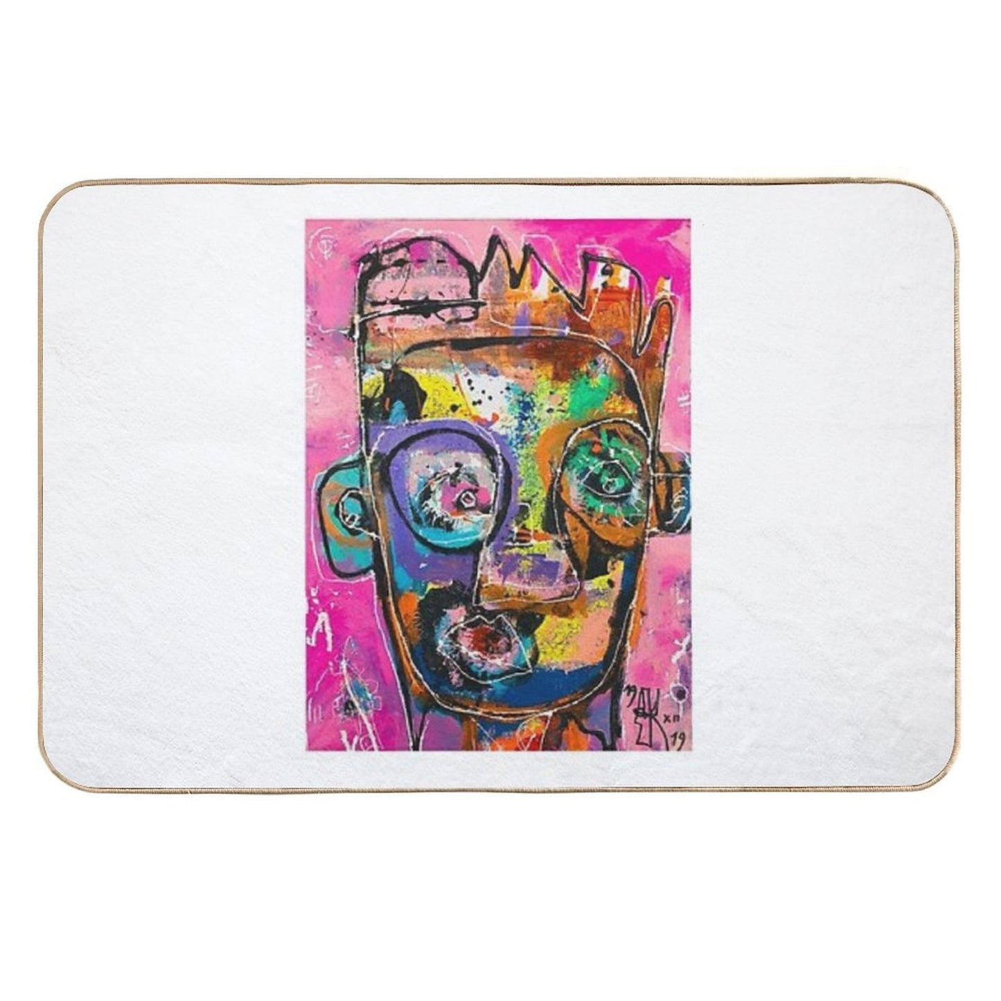 Neoexpressionism, Art Brut, Spontaneous Art, Black And Colors, Free Figuration  Repositionable Bath Mat