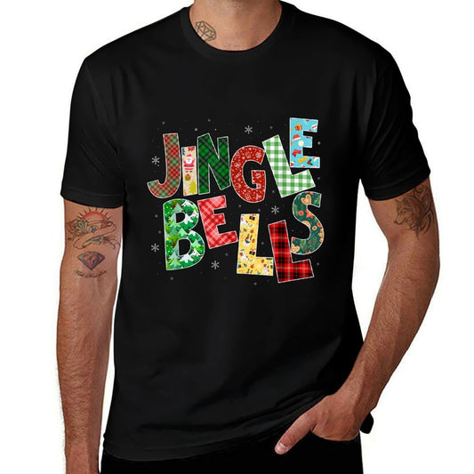 Red Plaid Jingle Bells Christmas Matching Family Pajama  Versatile T-Shirt