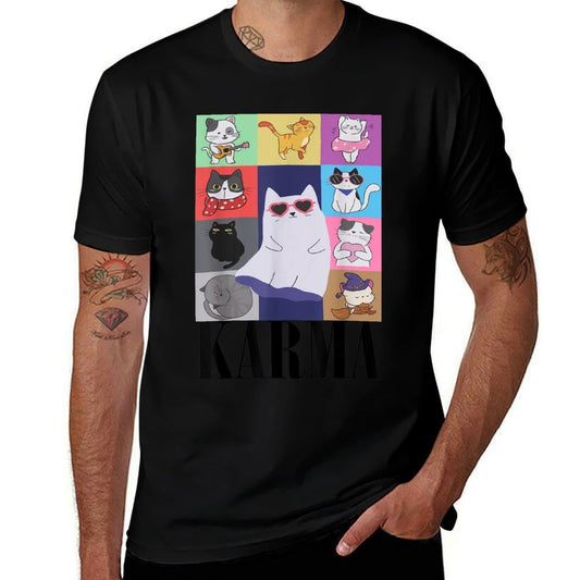 Vintage Cat Music Forns Girls Kids Women Men Karma  Relaxed-fit T-Shirt