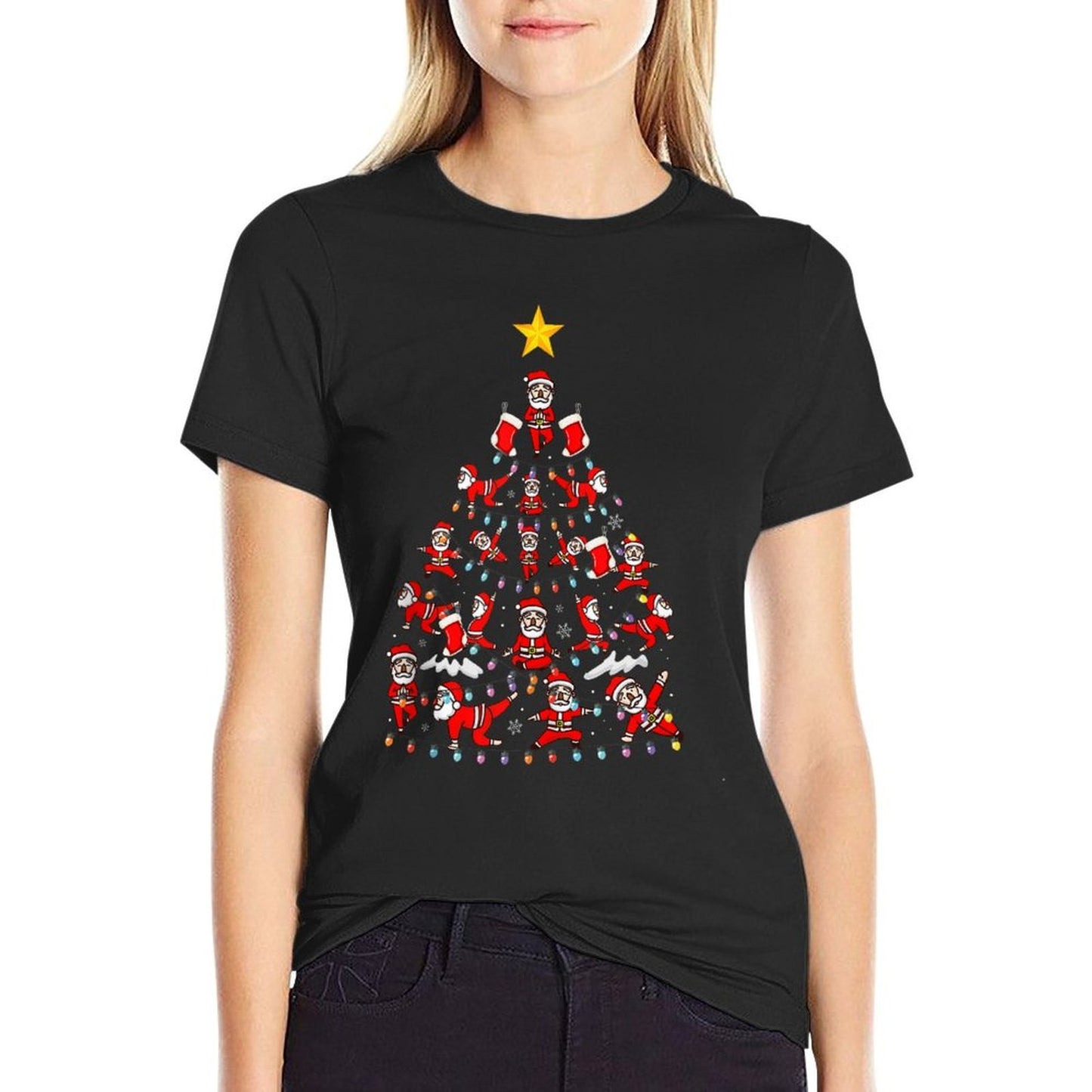 Tree Santa Claus Yoga Pose Yoga Santa Christmas Yoga Snow  Odor-resistant T-Shirt