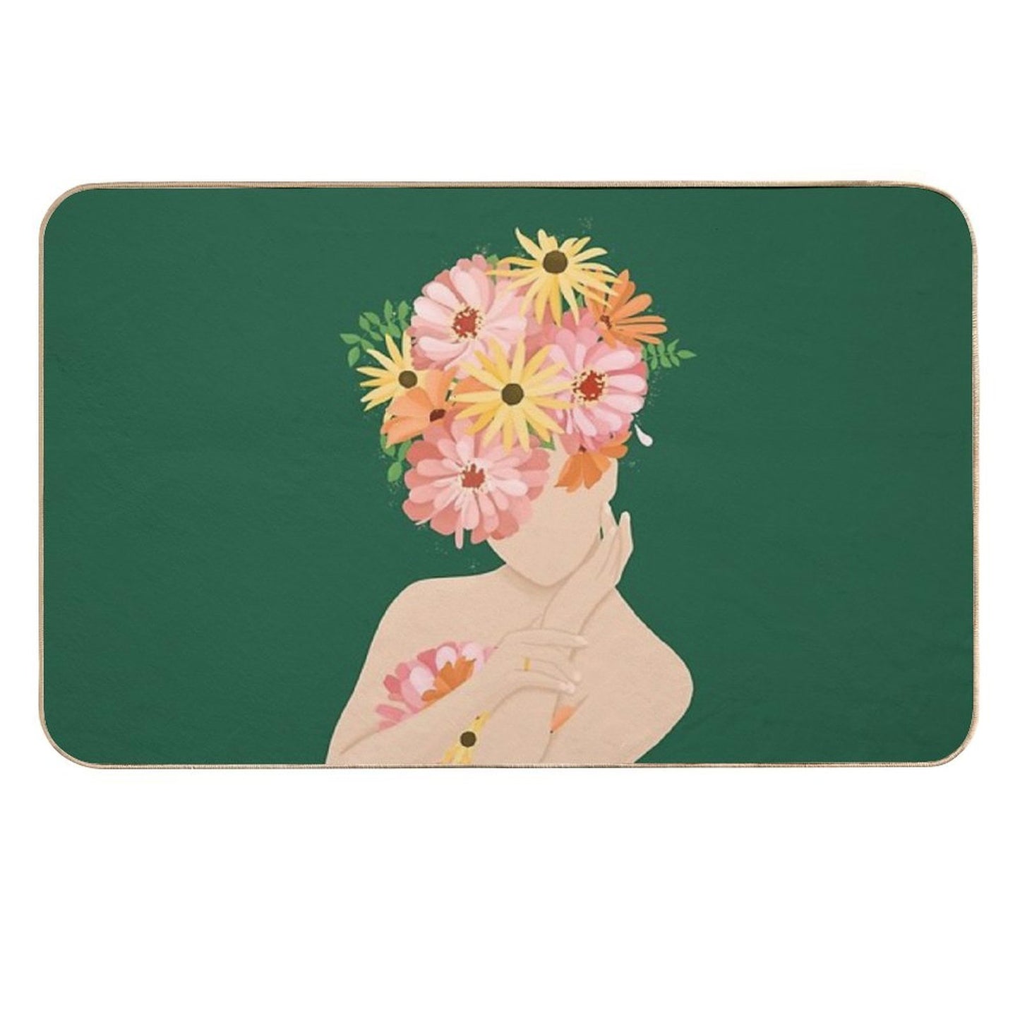 Woman with Flowers  Dirt-Trapping Bath Mat