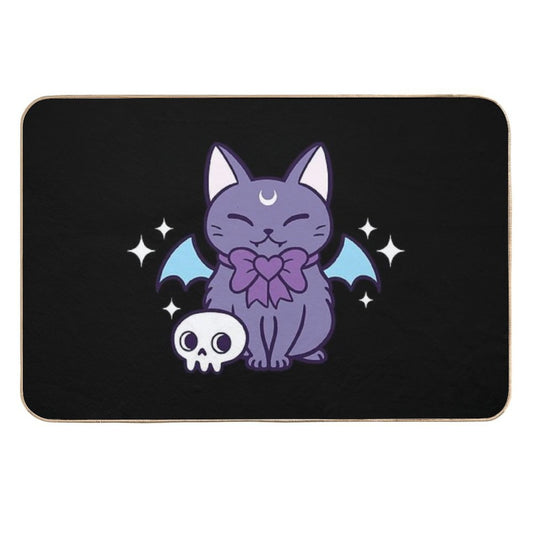 Bat Kitten  Black  Nikury Durable Bath Mat