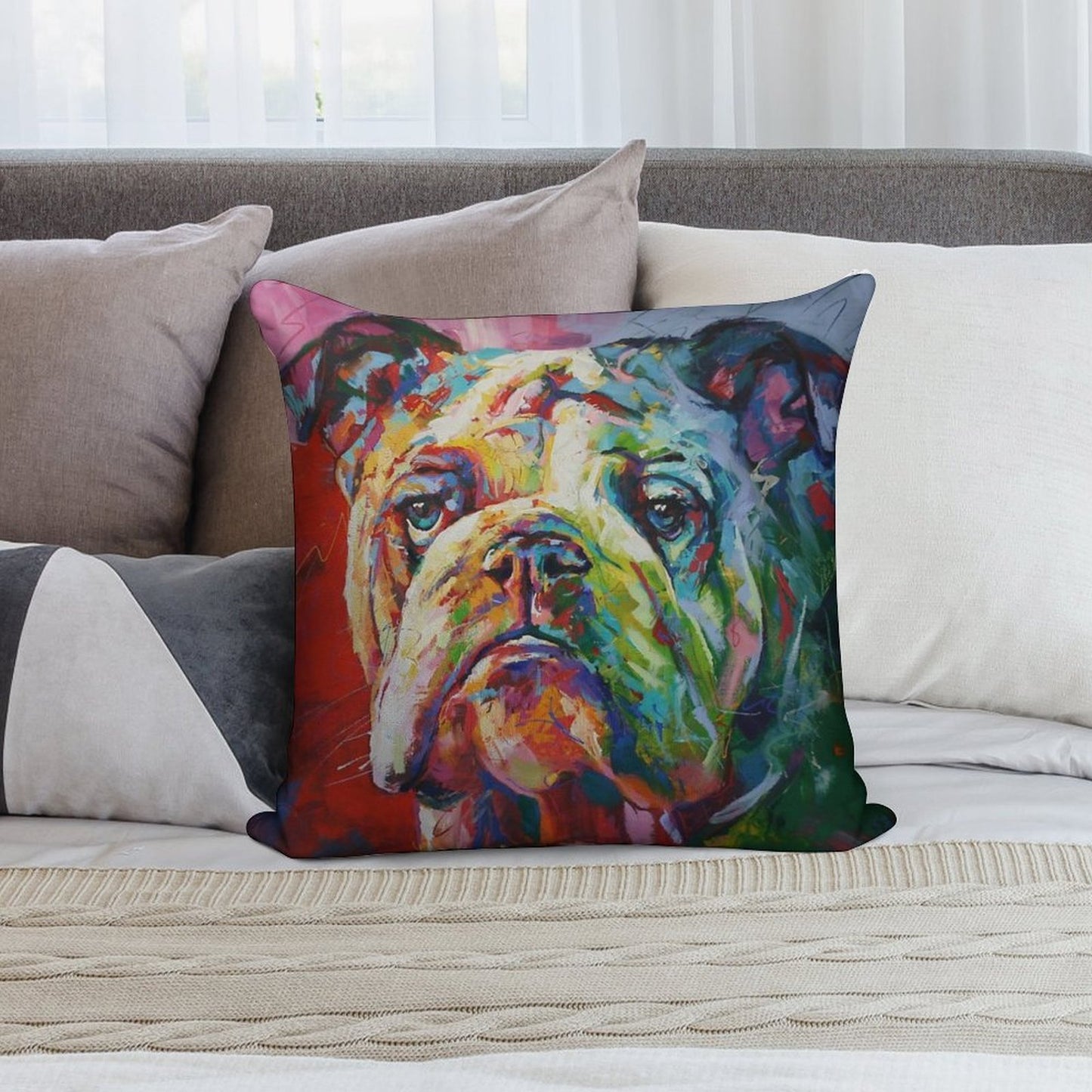 English Bulldog Soft Decorative Cover Throw Pillow