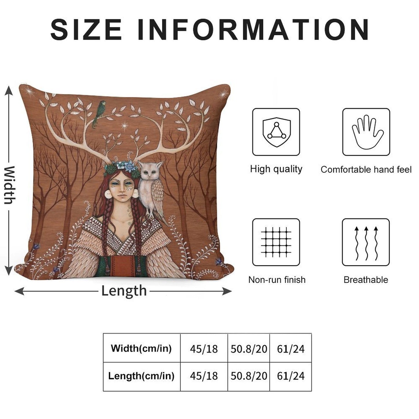 Wood Witch Soft Hidden Zipper Throw Pillow