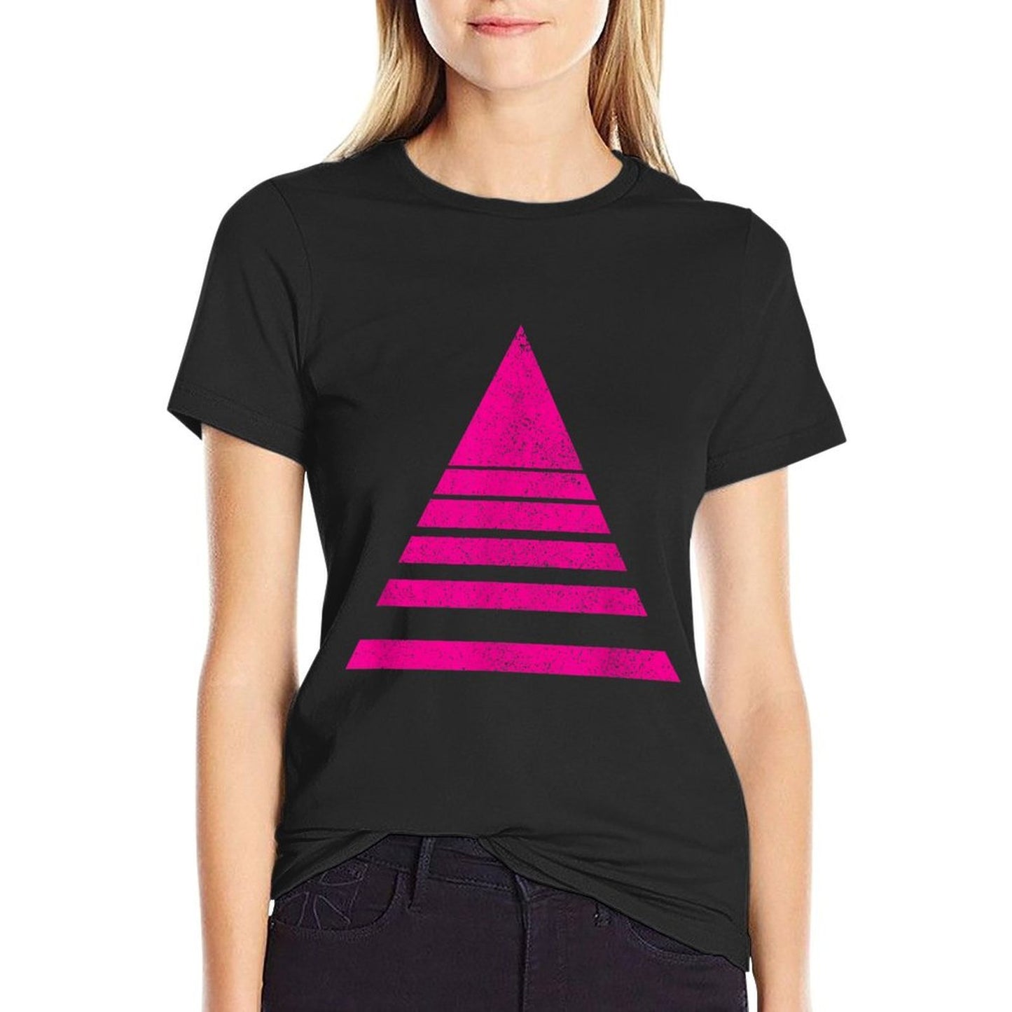 Geometric Triangle Sliced Shapes Geometry Art Distressed  Oversized Silhouette T-Shirt