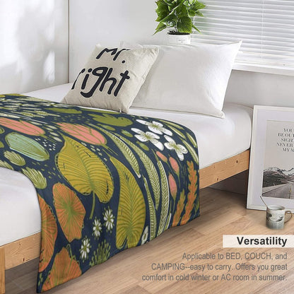 Botanical Sketchbook M+M Navy by Friztin Travel-friendly Throw Blanket