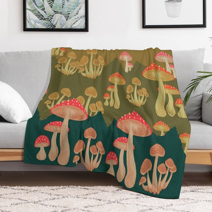 Mushroom Vintage Landscape Premium Throw Blanket