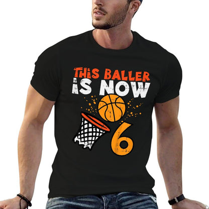 Kids This Baller Is Now 6 Basketball 6th Birthday Bday Boys Kids  Breathable T-Shirt