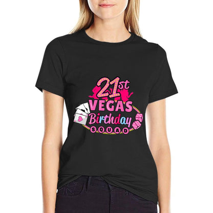 Womens Las Vegas Birthday Squad Girls 21st Birthday  Rolled Sleeves T-Shirt
