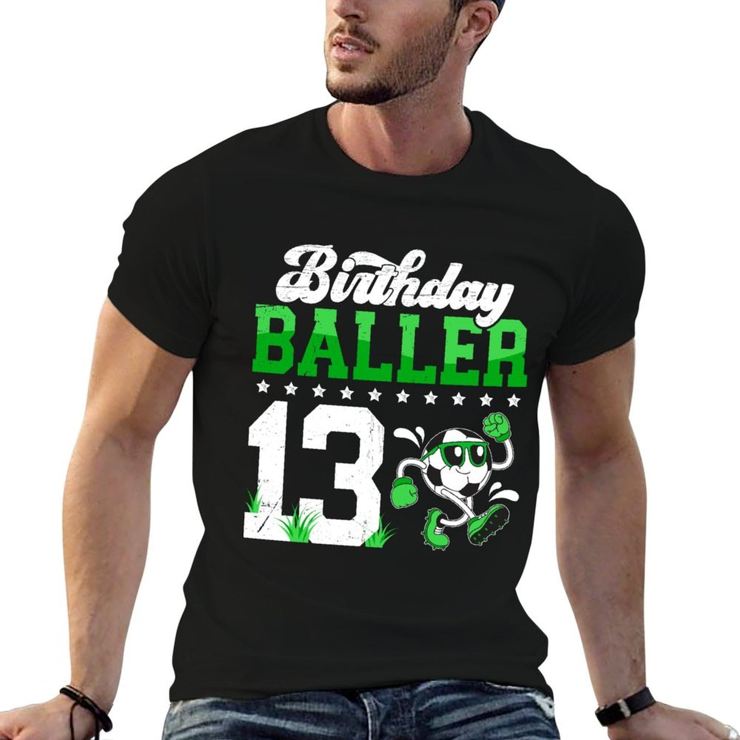 13th Soccer Birthday Party Thirteen Year Old Soccer Player  Slim-fit Cut T-Shirt