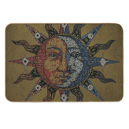Vintage Celestial Mosaic Sun & Moon  Pet-Safe Bath Mat
