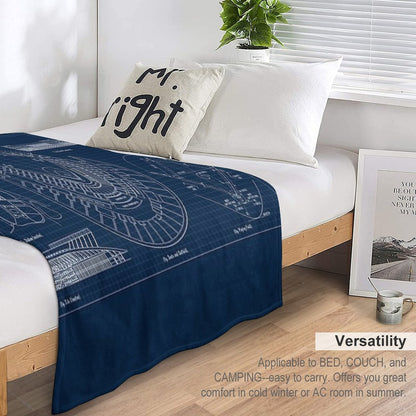 Kauffman Stadium (Navy Blueprint) Comfort Throw Blanket