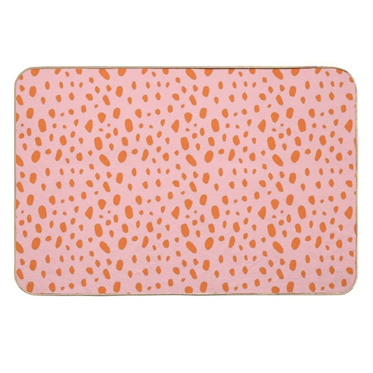 Animal Spots  Pink And Orange  Long-Lasting Bath Mat