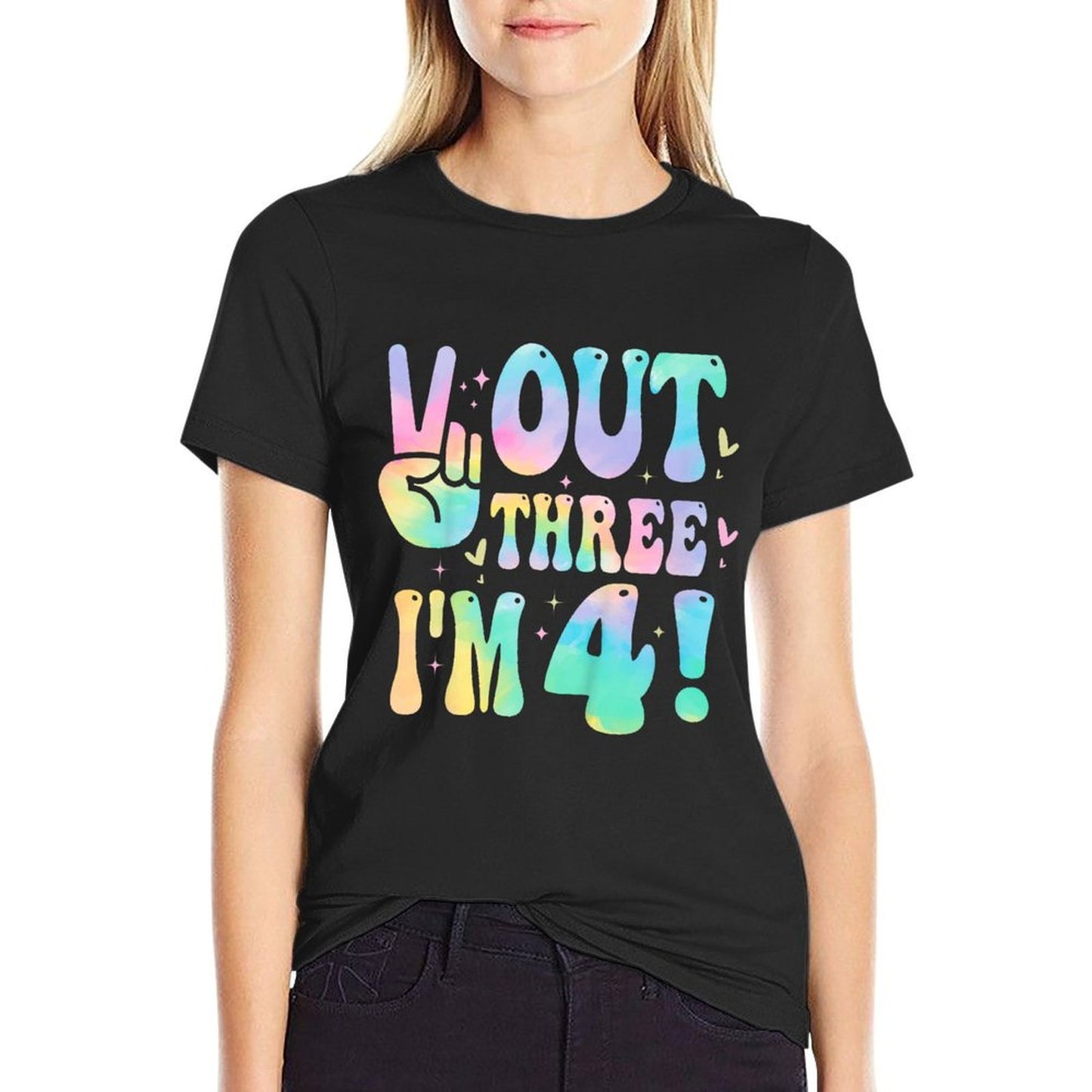 Kids Peace Out Three I&#39;m 4 Year Old Girl 4th Birthday Tie Dye  Breathable T-Shirt