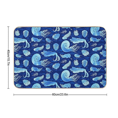 Ancient Sea Animals Trilobites, Anomalocaris, Wiwaxia And Others on Dark Bg  Toxin-Free Bath Mat