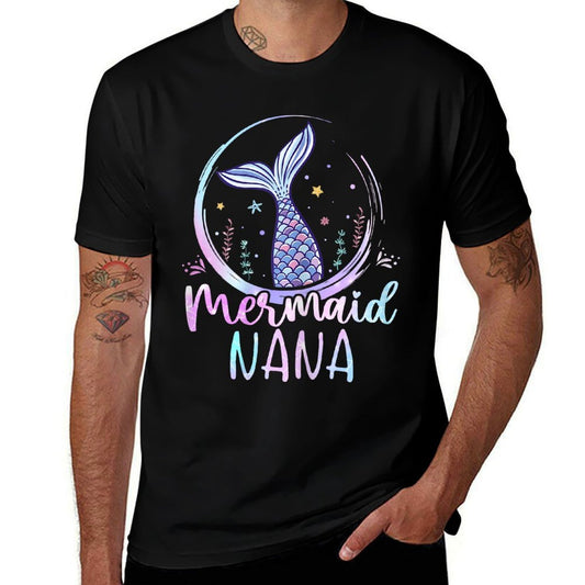 Womens Mermaid Nana Birthday Mermaid Girl Beach Mermaid Tail  Versatile T-Shirt