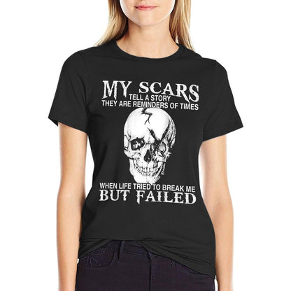 Skull My Scars Tell A Story They Are Reminders (on Back)  Lightweight T-Shirt