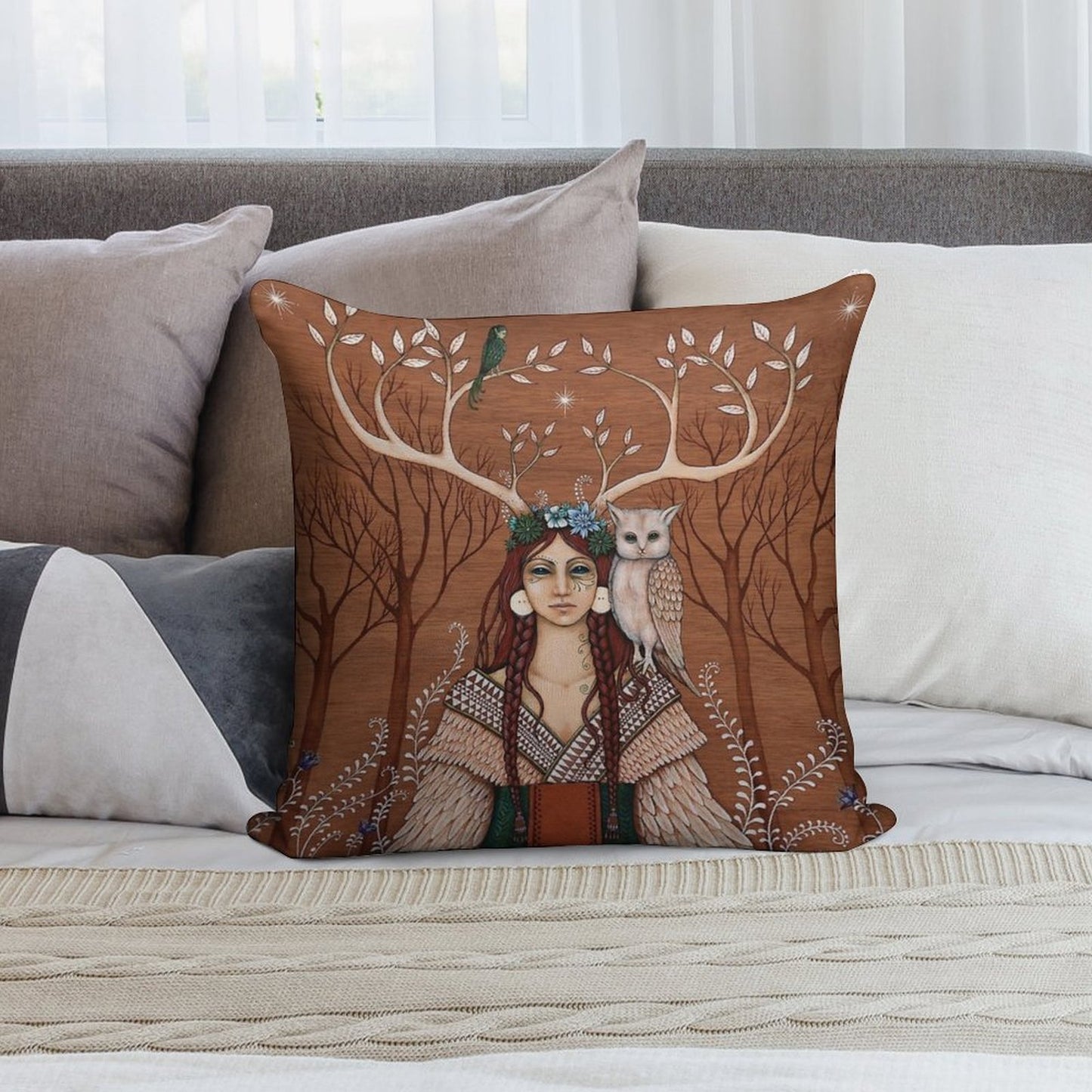 Wood Witch Soft Hidden Zipper Throw Pillow