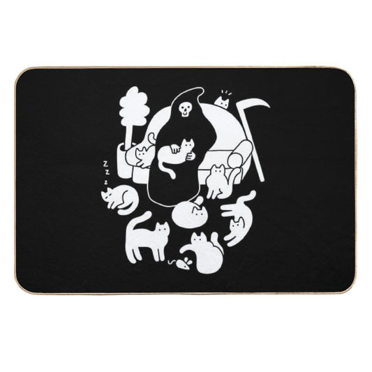Death And His Cats  Fade-Resistant Bath Mat
