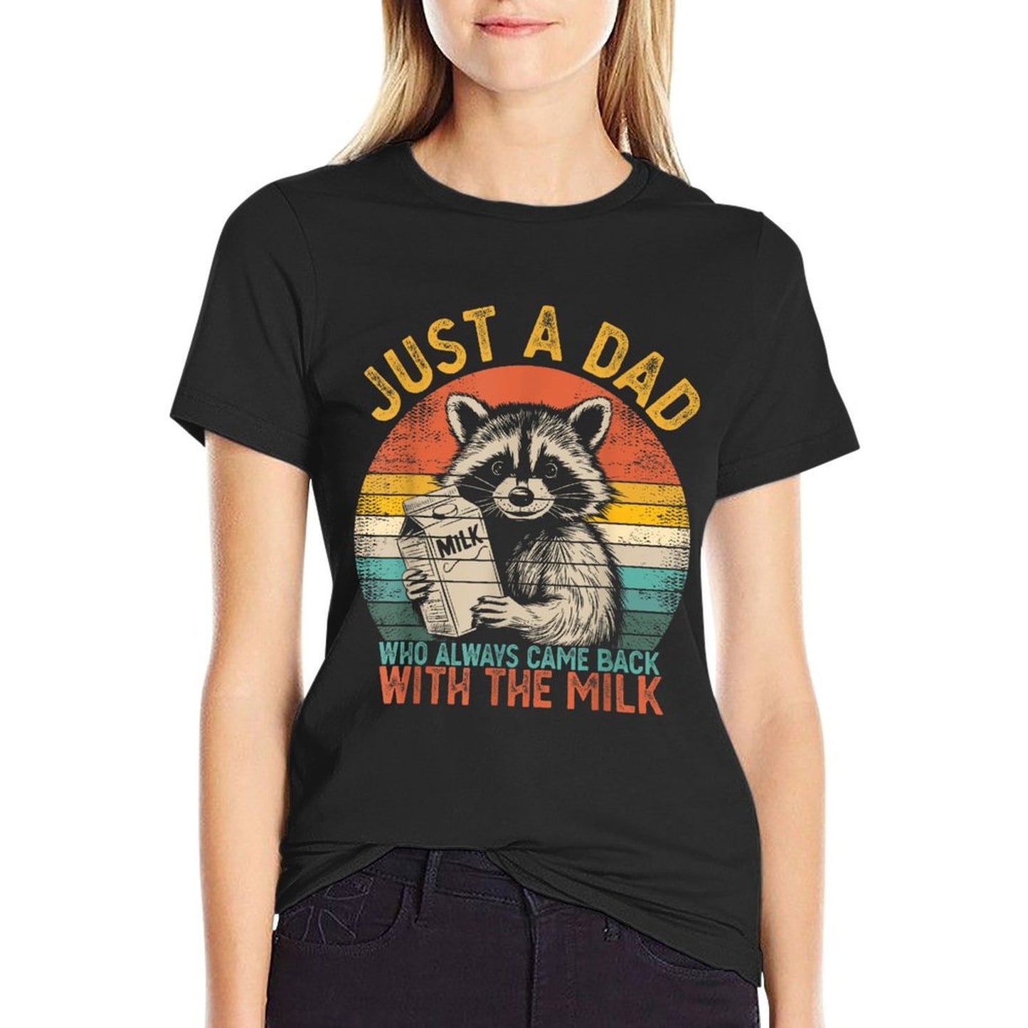 Just A Dad Who Always Came Back With The Milk Father’s Day  Oversized Silhouette T-Shirt