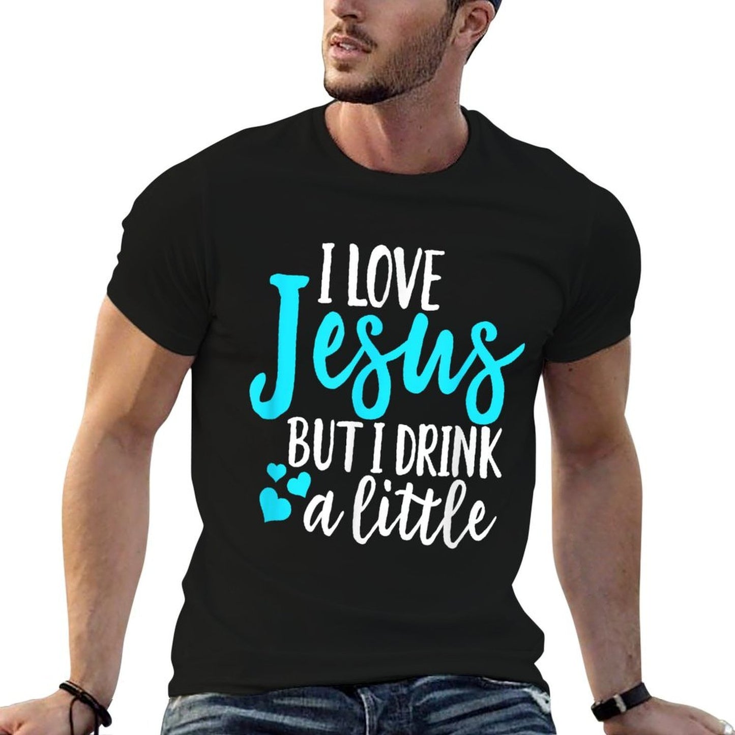 Funny I Love Jesus But I Drink A Little Christian Women  Heathered Texture T-Shirt