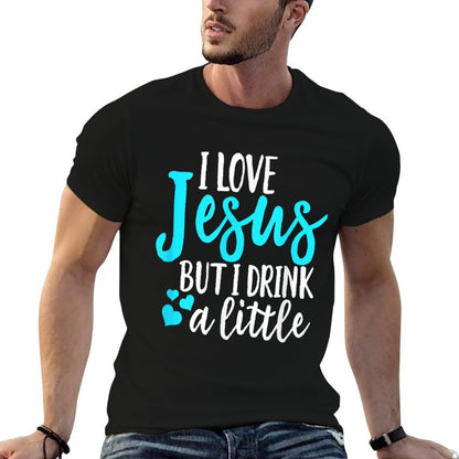 Funny I Love Jesus But I Drink A Little Christian Women  Heathered Texture T-Shirt