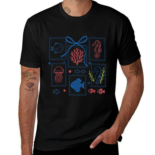 Trendy Summer Coastal Jellyfish Seahorse Coastal Aesthetic Comfortable T-Shirt