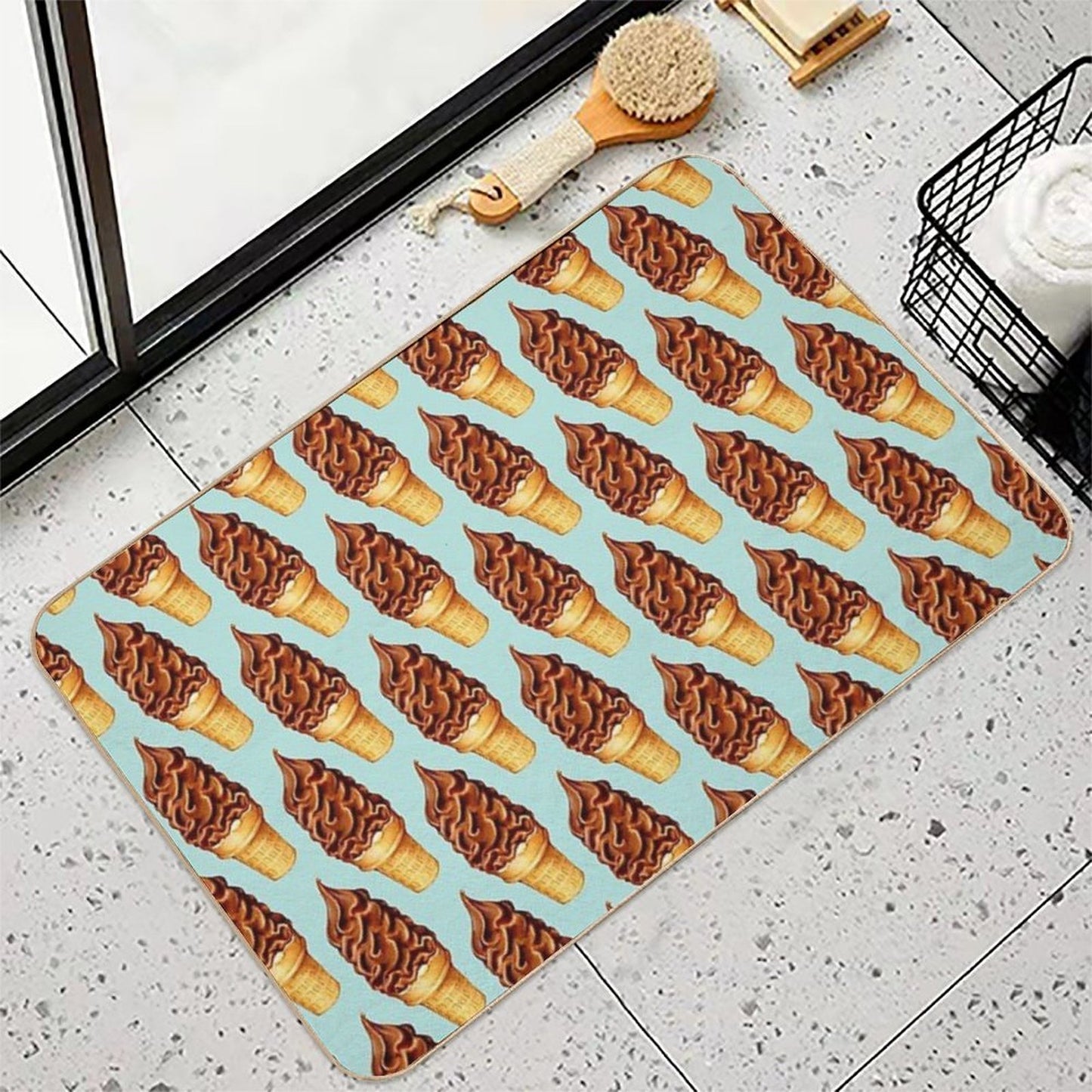 Chocolate Dip Ice Cream Pattern  Anti-Trip Bath Mat
