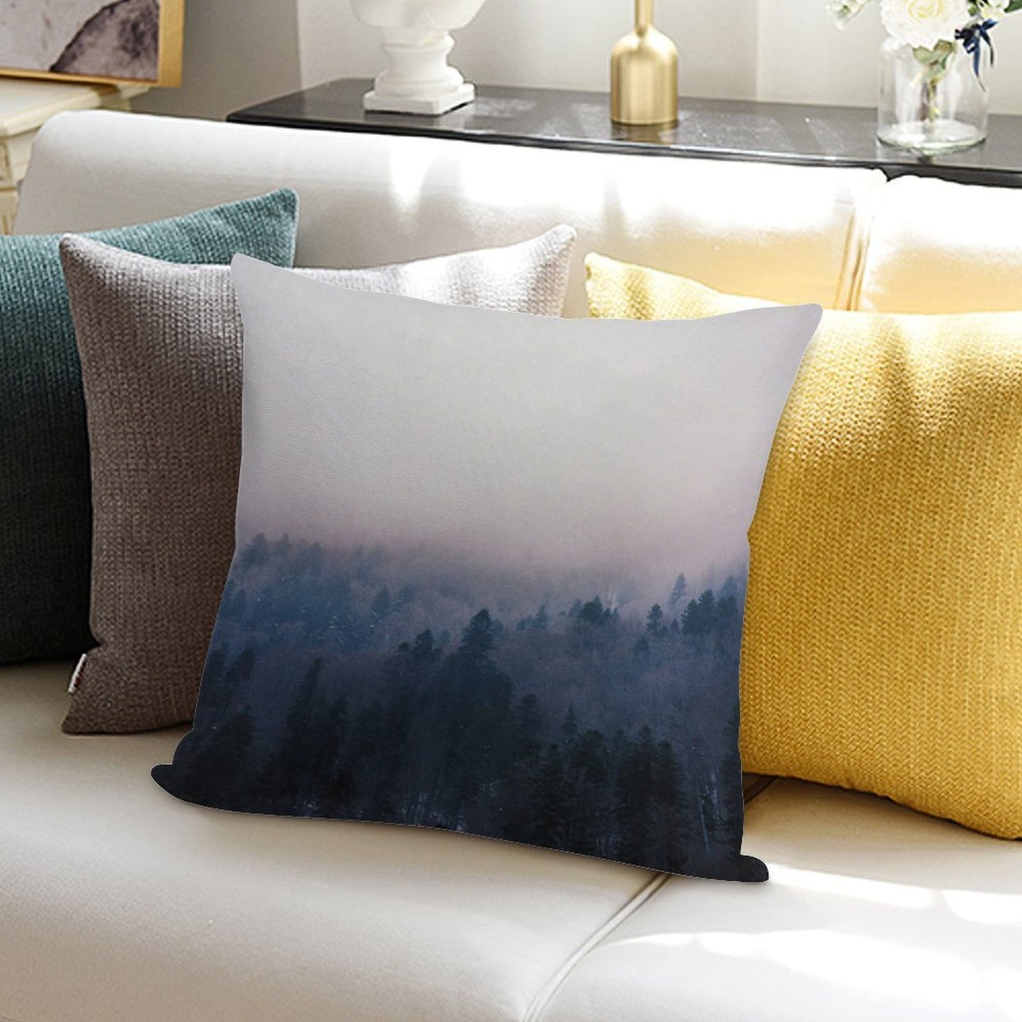 Home Again Soft Short Plush Fabric Throw Pillow