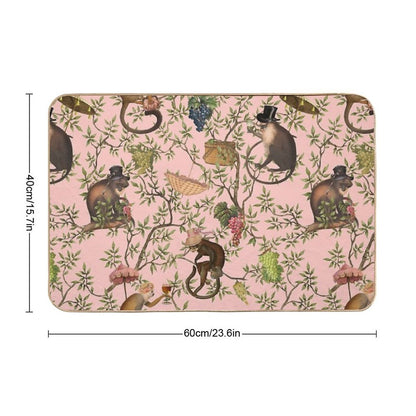 Copy of Vintage Chinoiserie Monkeys Botanical Garden Pink Nightgarden  Dirt-Trapping Bath Mat