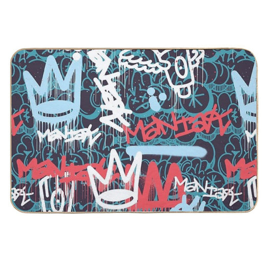 Maniak Tag & Throwie Patterned Print  Odorless Bath Mat