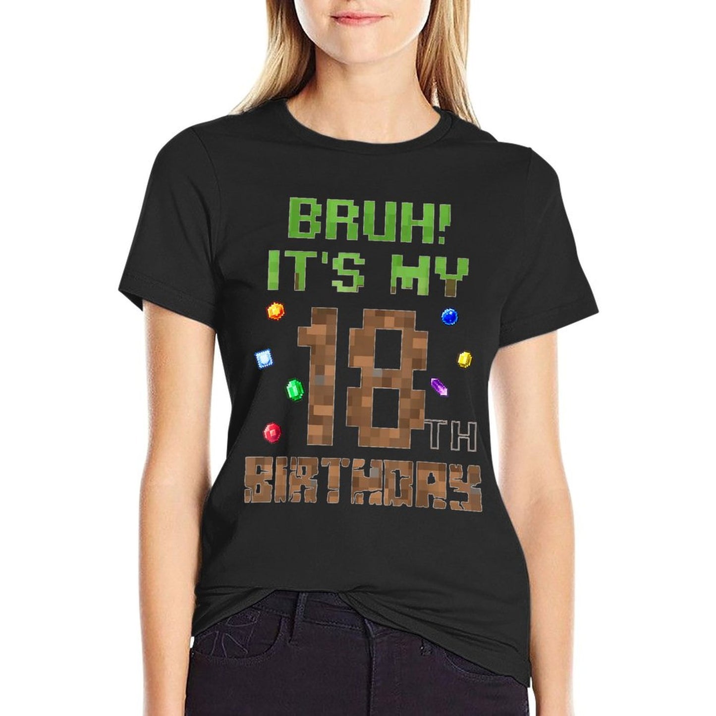 B-Day Boy Bruh It's My 18th Birthday Video Game Pixel  Cotton T-Shirt