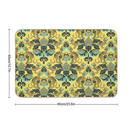Yellow Damask Cats  Dirt-Trapping Bath Mat