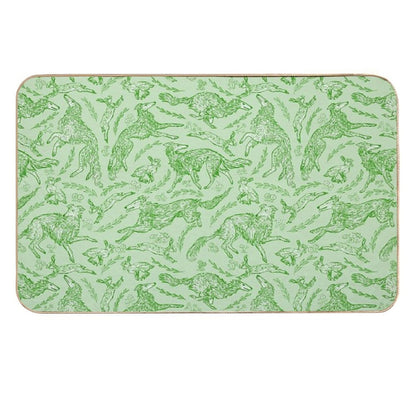 Hounds And Hares - Pale Green Toile  Absorbent Bath Mat