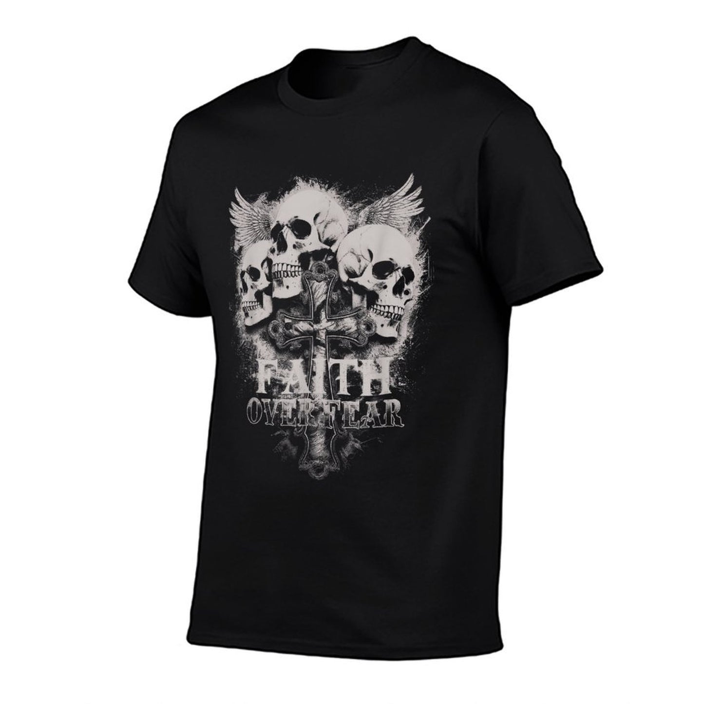 Faith Over Fear Emo Gothic Skull Men’s Christian  Slim-fit Cut T-Shirt