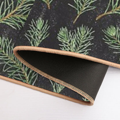 Watercolor Pine Branches Pattern on Black Background  Multi-Purpose Bath Mat