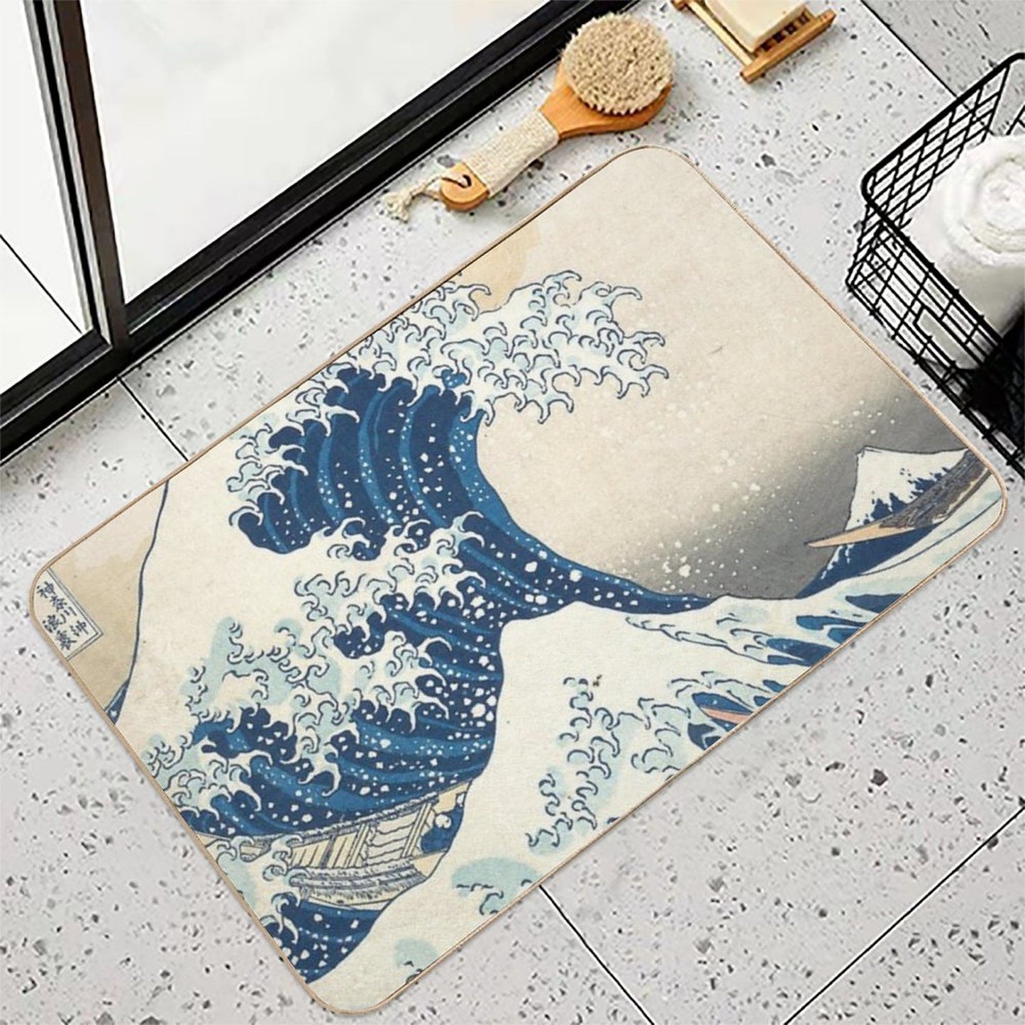 Kanagawa Oki Nami Ura  The Great Wave  Slip-Resistant Bath Mat