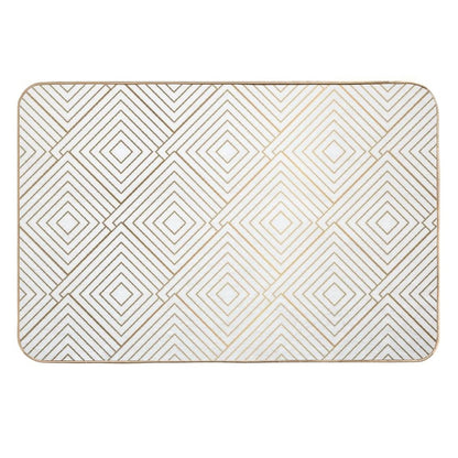 White Gold Print Diamond Pattern  Versatile Bath Mat
