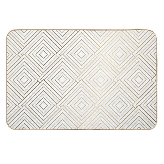 White Gold Print Diamond Pattern  Versatile Bath Mat