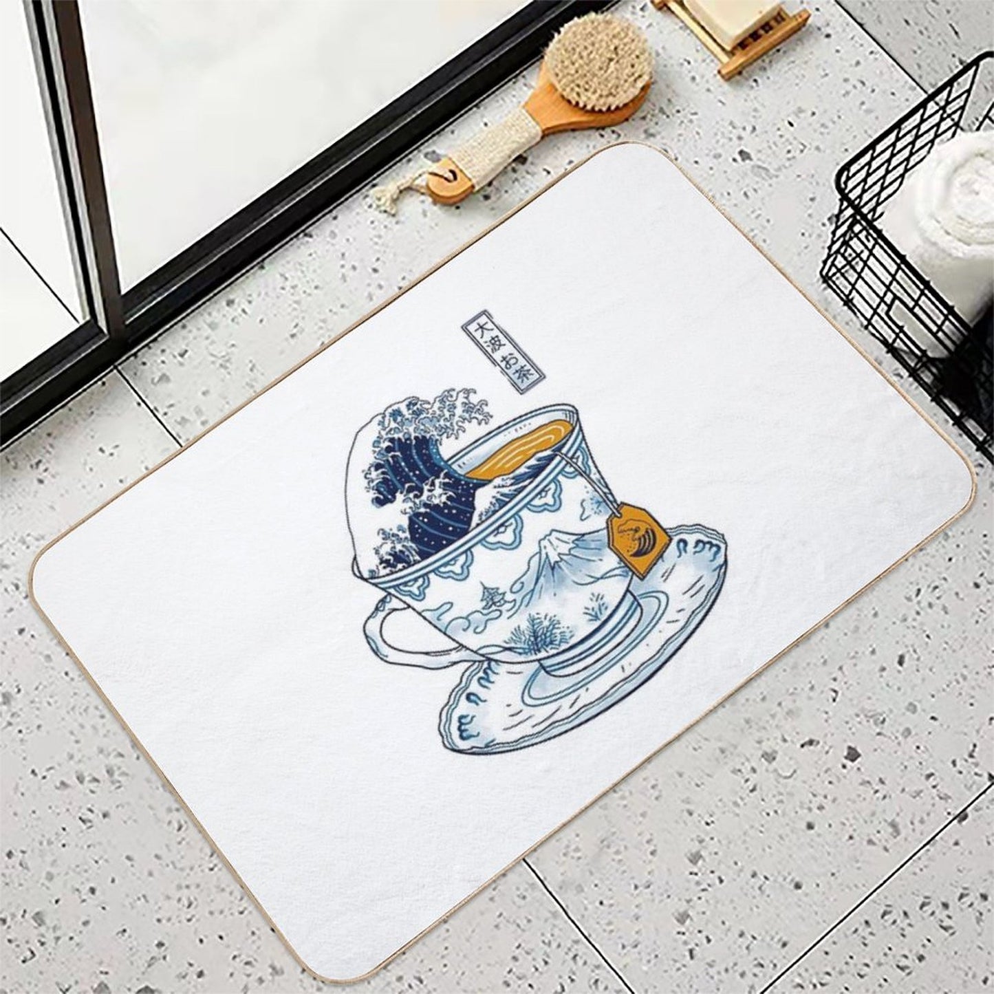 The Great Kanagawa Tea  Slip-Resistant Bath Mat
