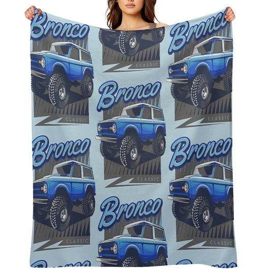 Ford Bronco Truck Classic Ford Bronco Blue Compact Throw Blanket